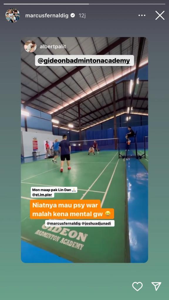 Marcus Gideon latihan jelang turun di Denmark Open 2023. Copyright: instagram @marcusfernaldiig