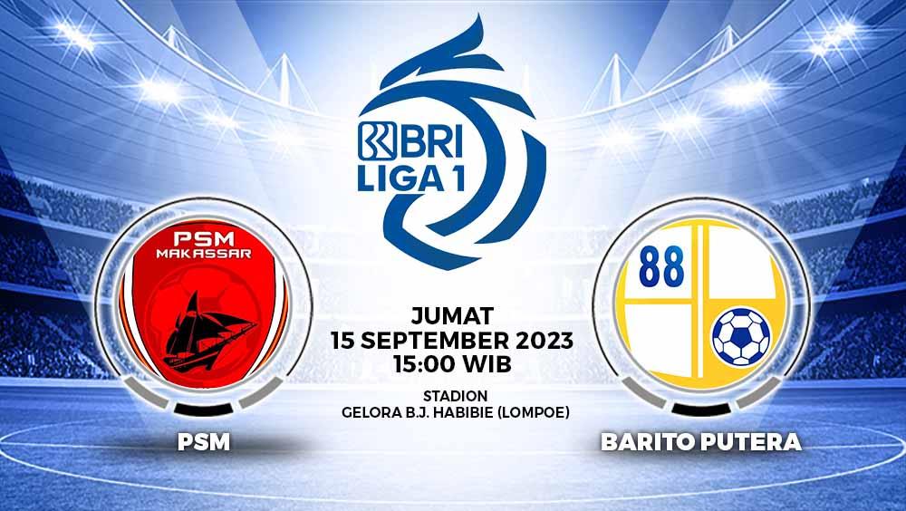 Link live streaming pertandingan Liga 1 Indonesia 2023-2024 pekan ke-12 antara PSM Makassar vs Barito Putera, Jumat (15/09/23) dapat disimak di artikel ini. - INDOSPORT