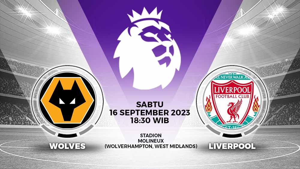 Berikut tersaji link live streaming Liga Inggris (Premier League) 2023/24 antara Wolverhampton Wanderers vs Liverpool di Molineux Stadium.