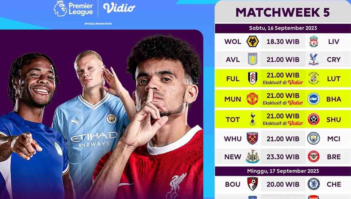 Live streaming Liga Inggris 2023/2024 pekan kelima di Vidio.
