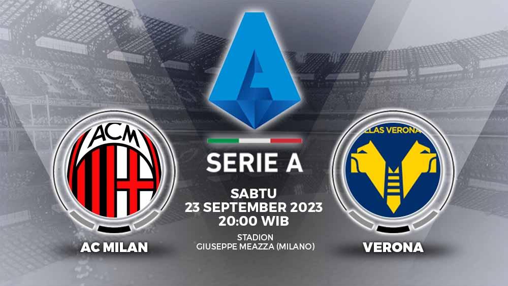 Simak link live streaming Liga Italia (Serie A) 2023/2024 antara AC Milan vs Hellas Verona, Sabtu (23/09/23) pukul 20.00 WIB, di San Siro. - INDOSPORT