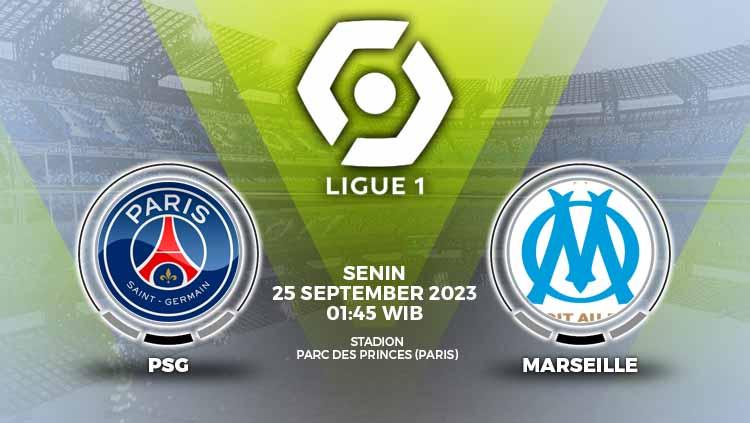 Link live streaming Liga Prancis (Ligue 1) antara Paris Saint-Germain vs Olympique Marseille yang tersaji di Parc des Princes, Senin (25/09/23) pukul 01.45 WIB. - INDOSPORT