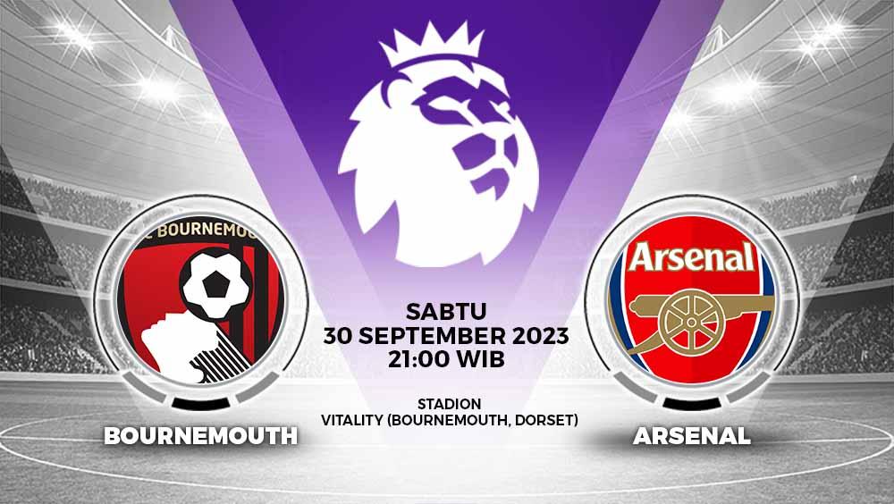 Link live streaming Liga Inggris (Premier League) antara Bournemouth vs Arsenal pada Sabtu (30/09/23) yang dapat disaksikan di Vidio.com.