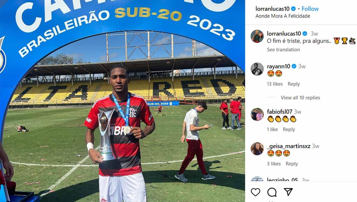 Pemain Flamengo, Lorran Lucas Pereira de Sousa. Foto: Instagram@lorranlucas10.