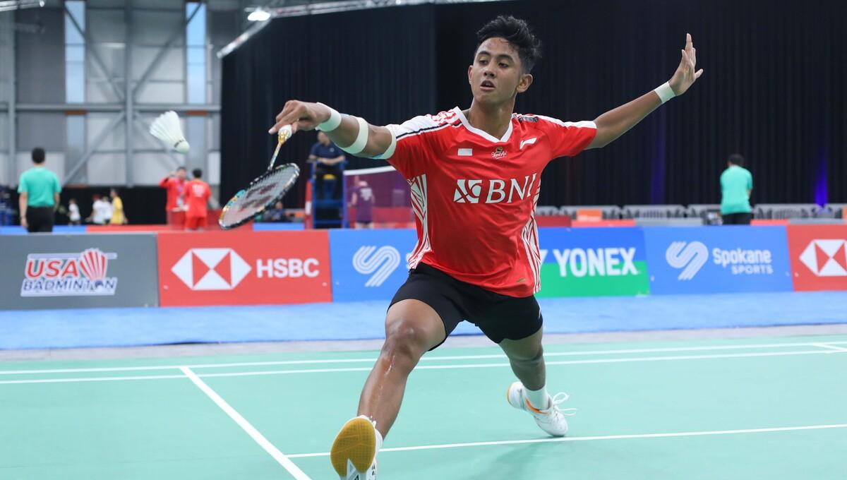 Pebulu tangkis tunggal putra Indonesia, Alwi Farhan saat tampil di Piala Suhandinata 2023 (Foto: PBSI)