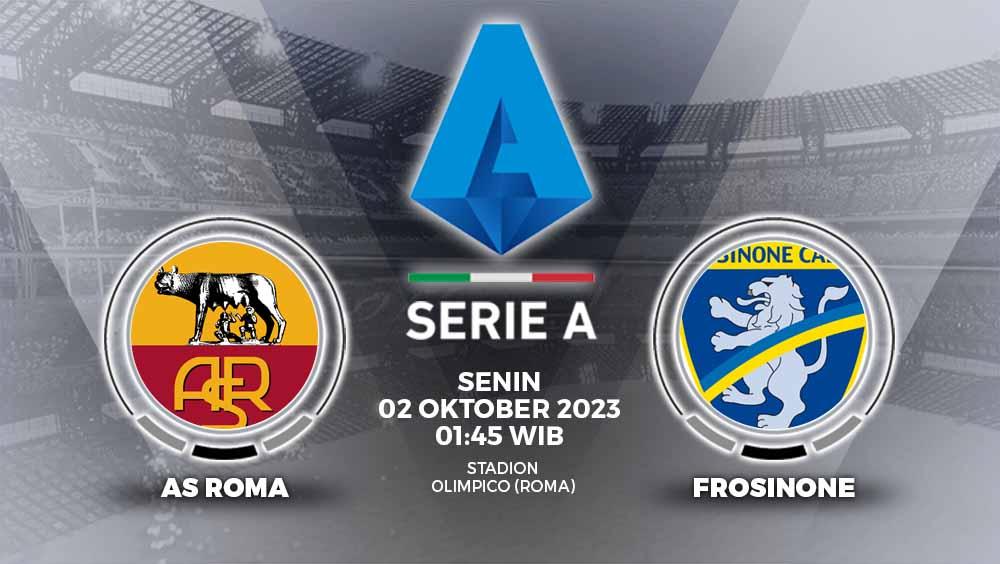 Link live streaming pertandingan Liga Italia 2023/2024 pekan ke-7 antara AS Roma vs Frosinone, Senin (02/10/23) mulai pukul 01.45 WIB.