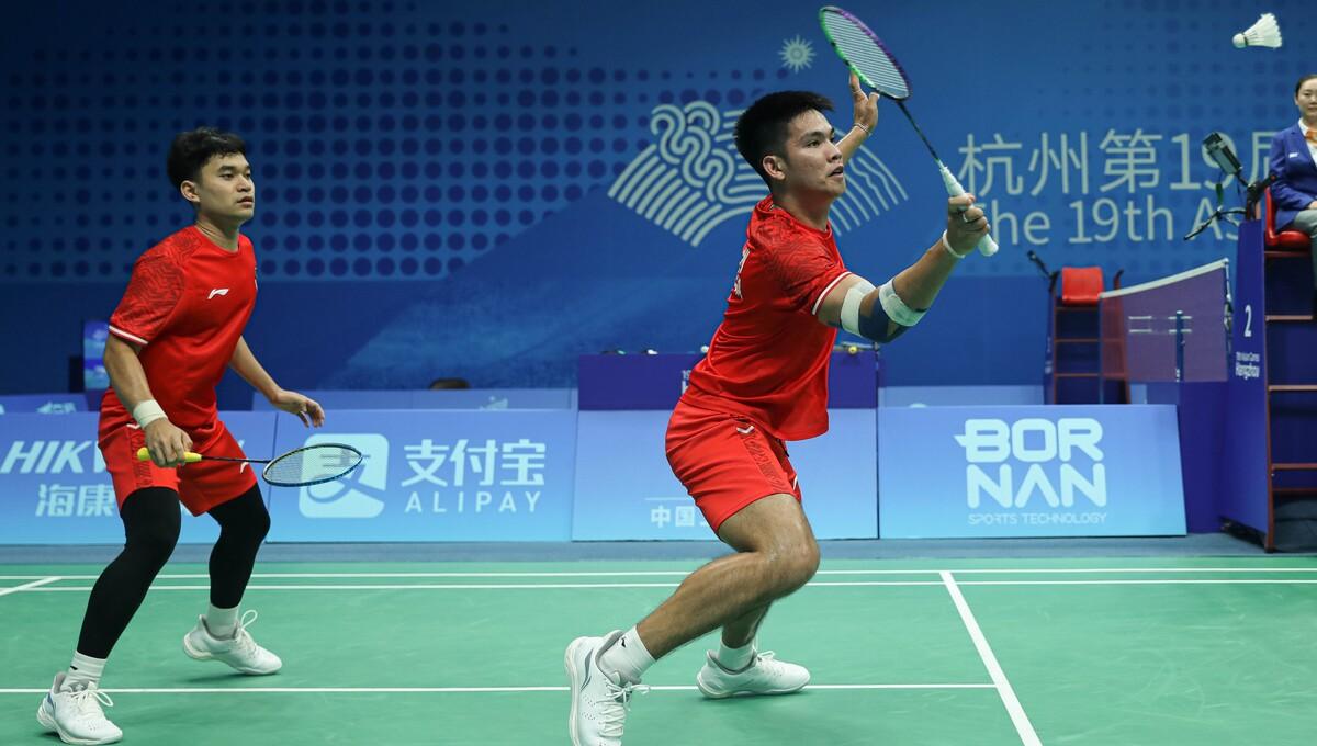 Pasangan ganda putra Indonesia, Leo Rolly Carnando/Daniel Marthin di Asian Games 2022 (Foto: PBSI)