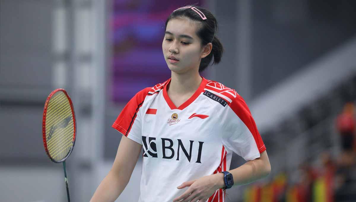 Federasi Bulutangkis Dunia (BWF) beri pujian setinggi langit pada Chiara Marvella Handoyo usai pulangkan juara bertahan Tomoka Miyazaki di Kejuaraan Dunia Junior 2023. - INDOSPORT