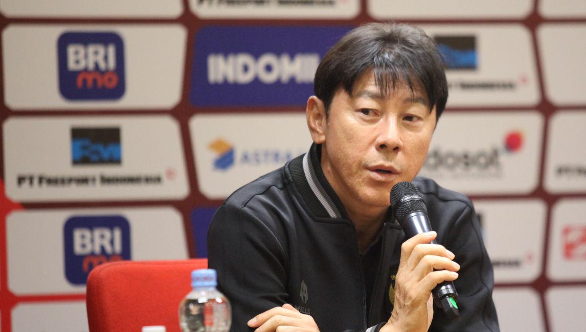 Preematch presconfrence Timnas Indonesia jelang laga Pra Piala Dunia melawan Brunei Darussalam yang dihadiri pelatih Shi Tae-yong dan Kapten Asnawi Mangkualam di Stadion GBK, Rabu (11/10/23).