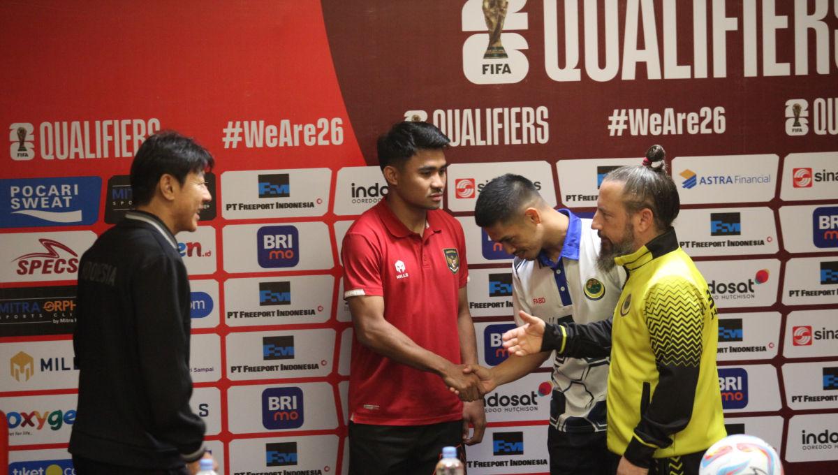 Preematch presconfrence Timnas Indonesia jelang laga Pra Piala Dunia melawan Brunei Darussalam yang dihadiri pelatih Shi  Tae-yong dan Kapten Asnawi Mangkualam di Stadion GBK, Rabu (11/10/23).