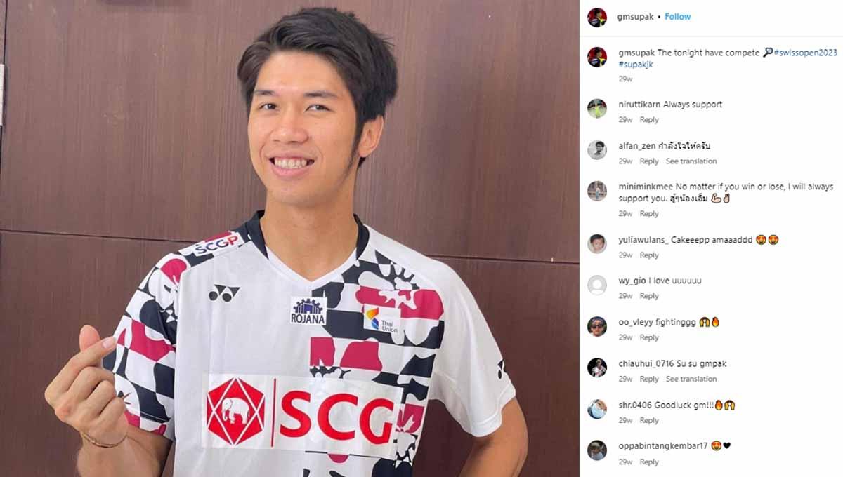 Supak Jomkoh, pebulu tangkis asal Thailand. Foto: Instagram@gmsupak. - INDOSPORT