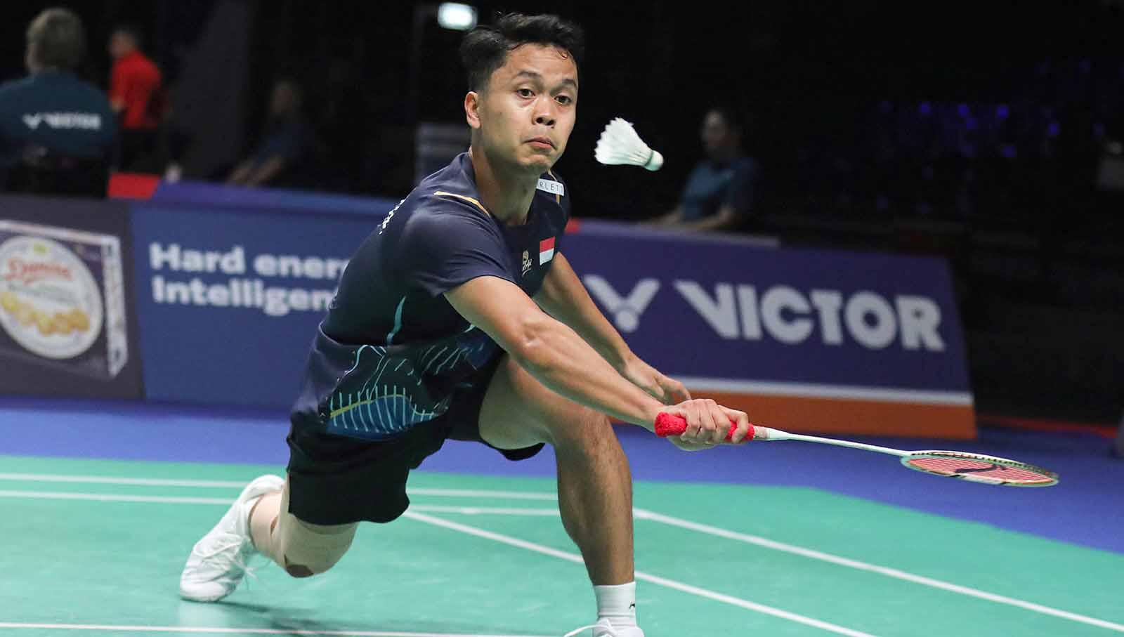 Tunggal putra Indonesia, Anthony Sinisuka Ginting di Denmark Open 2023. (Foto: PBSI)