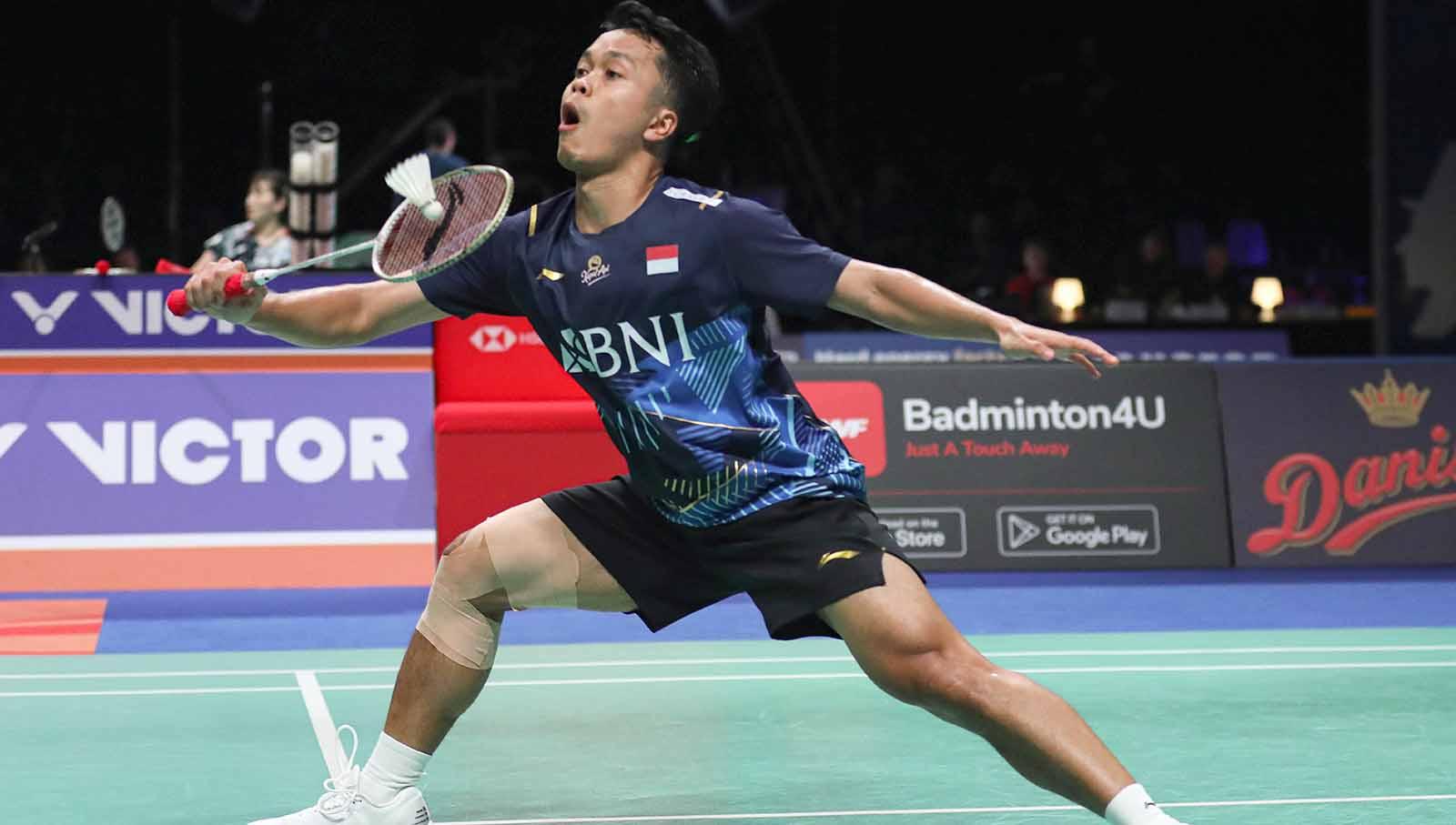 Tunggal putra Indonesia, Anthony Sinisuka Ginting di Denmark Open 2023. (Foto: PBSI)