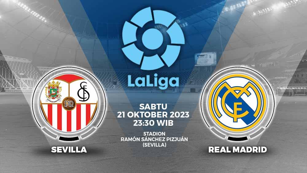 Link live streaming Liga Spanyol antara Sevilla vs Real Madrid pada hari Sabtu (21/10/23) mulai pukul 23.30 WIB.