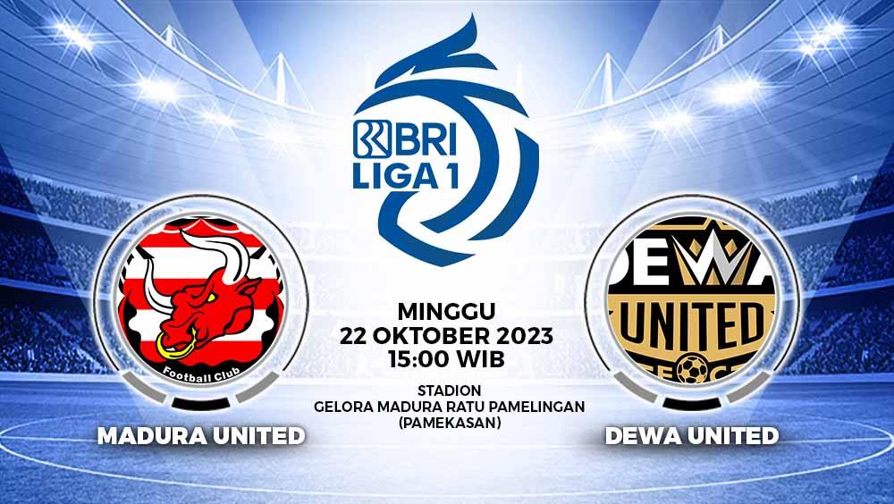 Prediksi Madura United melawan Dewa United pada pekan ke-16 Liga 1 2023/2024 di Stadion Pamelingan, Minggu (22/10/23). - INDOSPORT