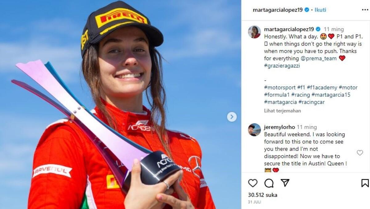 Marta Garcia Lopez, pembalap wanita asal Spanyol yang meraih podium juara Akademi F1 2023 (Foto: IG @martagarcialopez19)