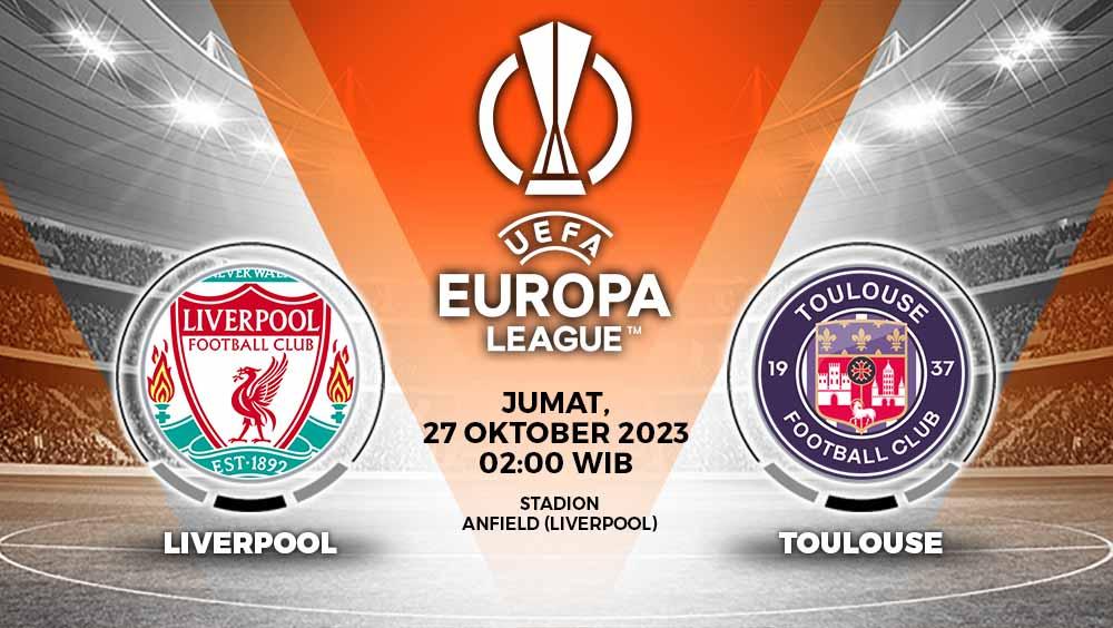Link live streaming Liga Europa 2023/2024 antara Liverpool vs Toulouse, Jumat (27/10/23) pukul 02.00 WIB, di Anfield.