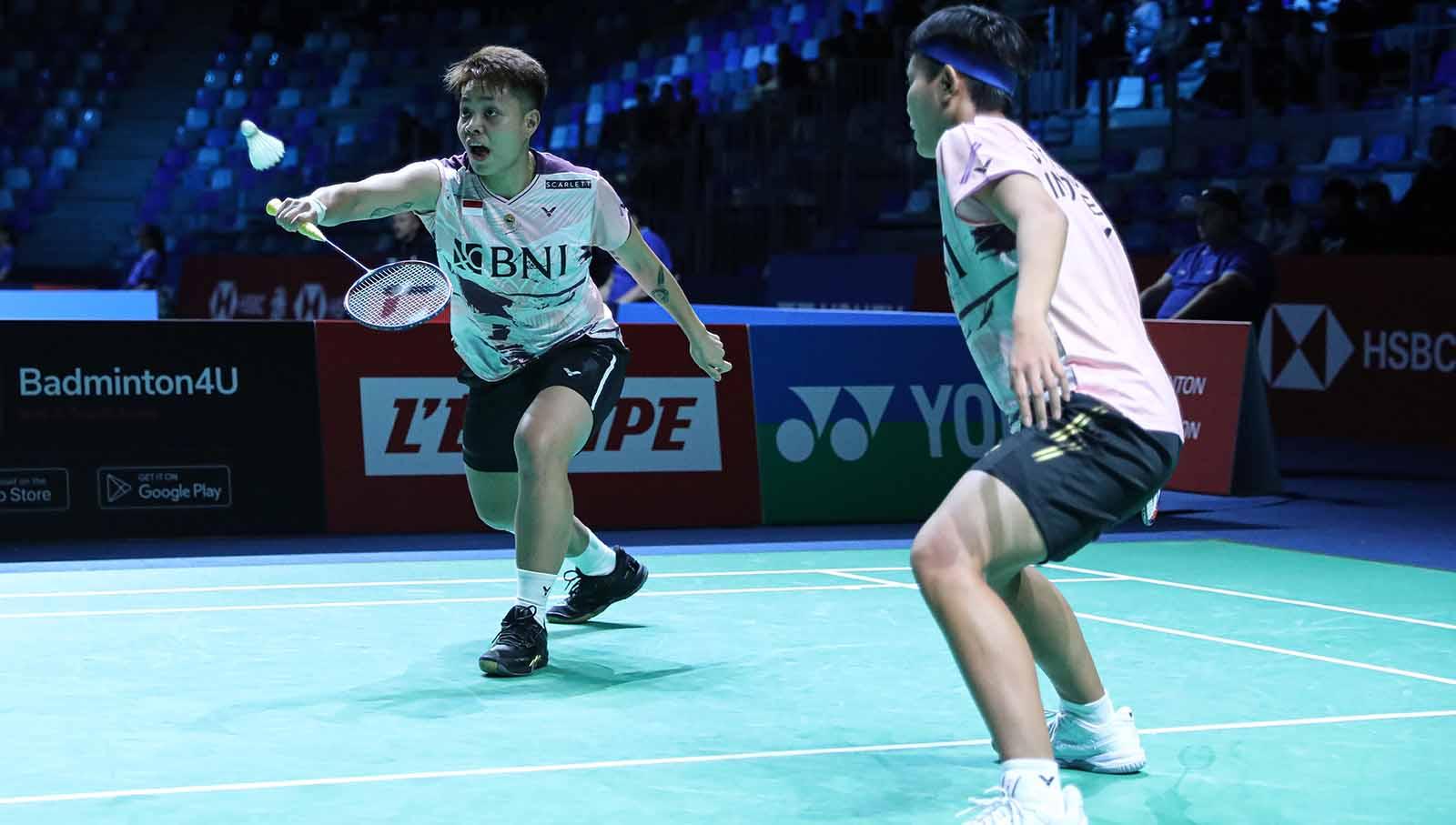 Pasangan ganda putri Indonesia, Apriyani Rahayu/Siti Fadia Silva Ramadhanti di laga French Open 2023. (Foto: PBSI)