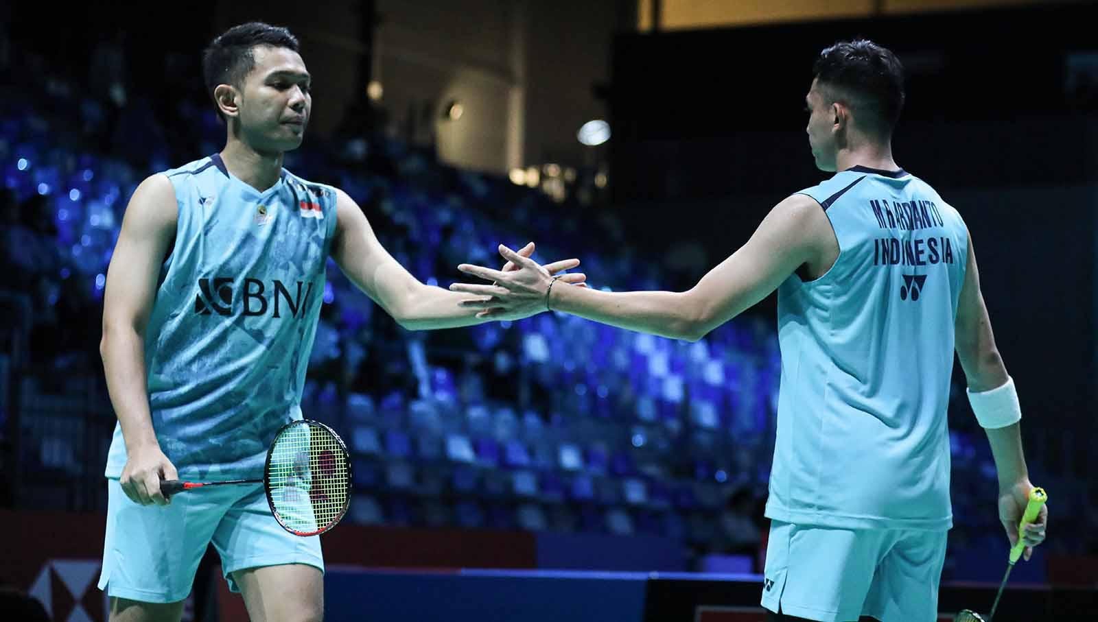 Fajar Alfian menjadi perbincangan hangat Badminton Lovers setelah diam-diam disebut PDKT dengan Carolina Marin. (Foto: PBSI) - INDOSPORT