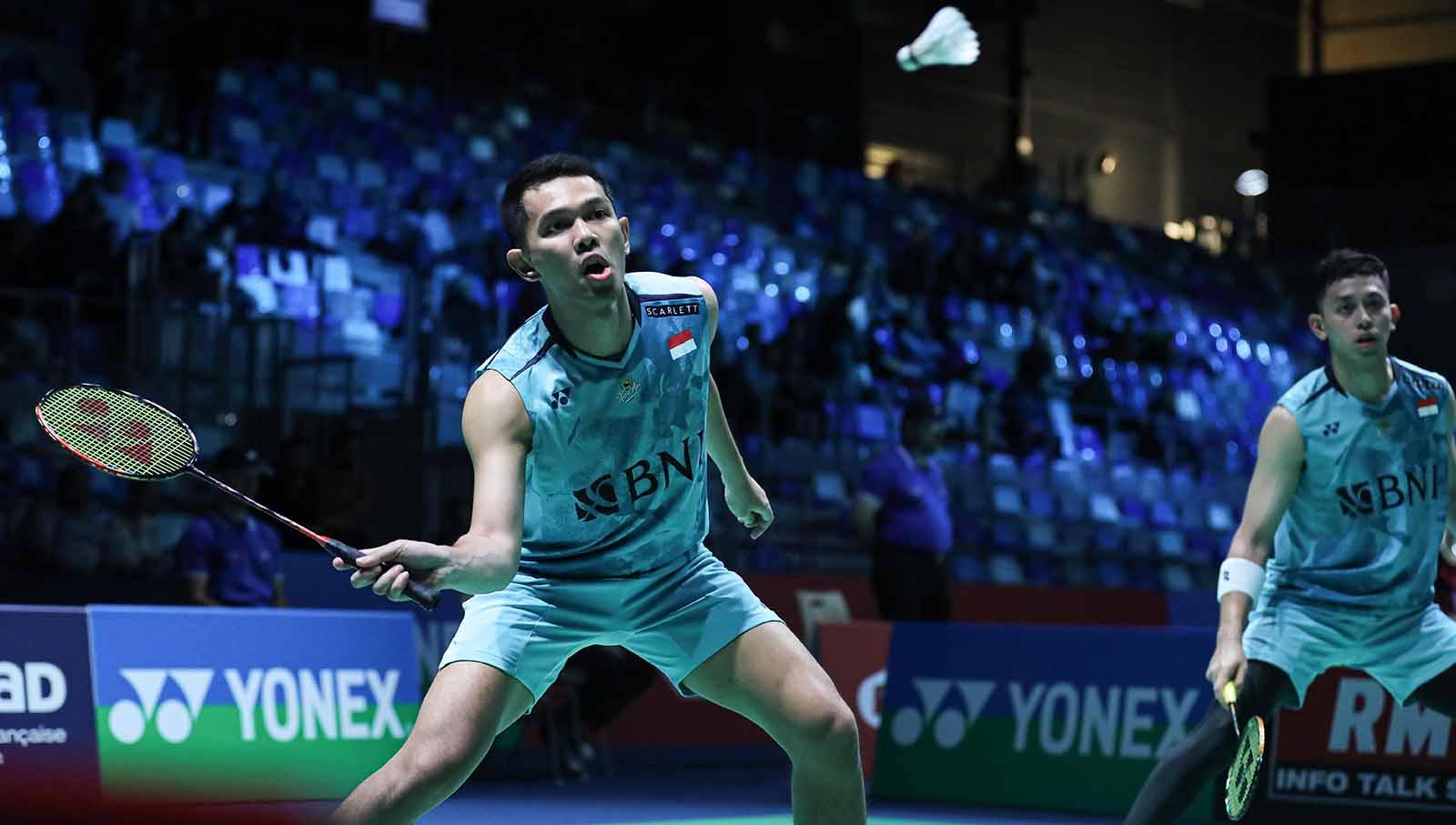 Kemenangan Ahsan/Hendra membuka jalan bagi Fajar/Rian untuk kembali menjadi WR 1 setelah Rankireddy/Shetty kalah di French Open 2023. (Foto: PBSI)