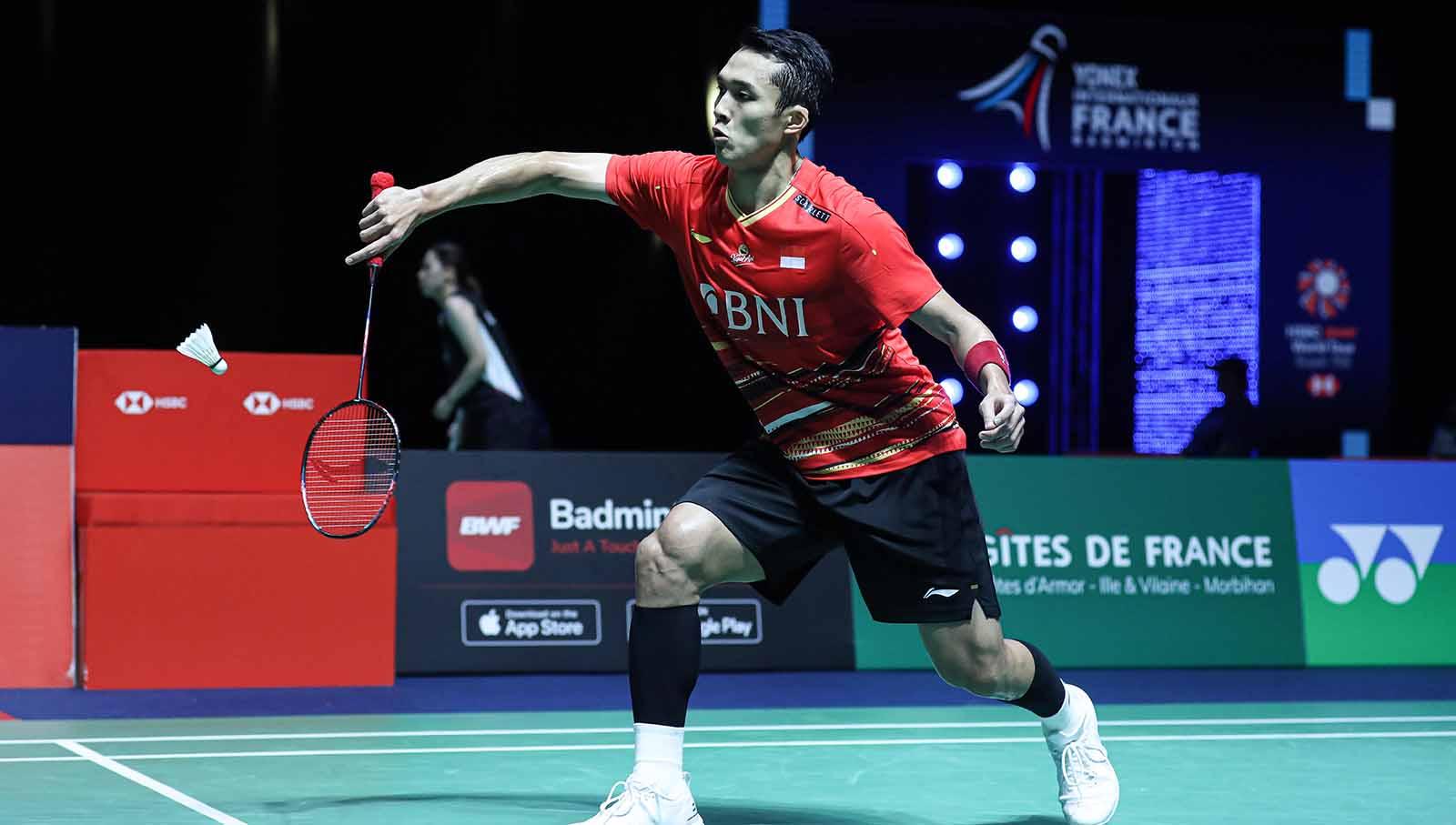Jonatan Christie siapkan panggung horor jelang berhadapan dengan Kodai Naraoka di perempat final French Open 2023. Foto: PBSI.