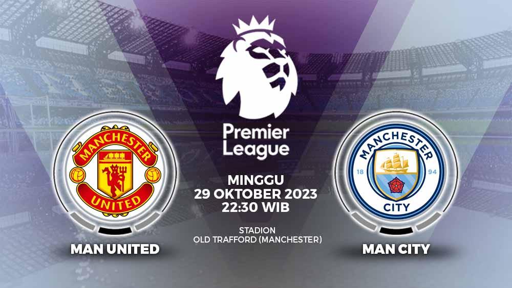 Prediksi pertandingan antara Manchester United vs Manchester City (Liga Inggris).
