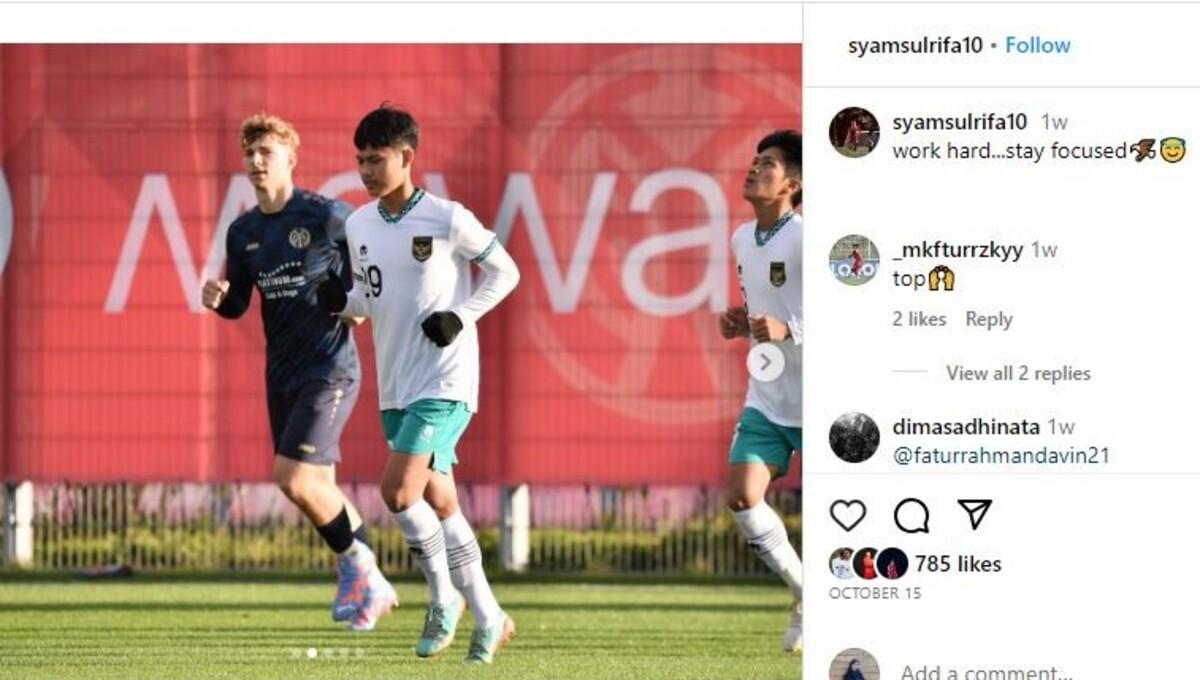 Muhammad Syamsul Rifai, pemain Persikabo 1973 yang mengikuti TC Timnas Indonesia U-17 di Jerman (Foto IG @syamsulrifa10)