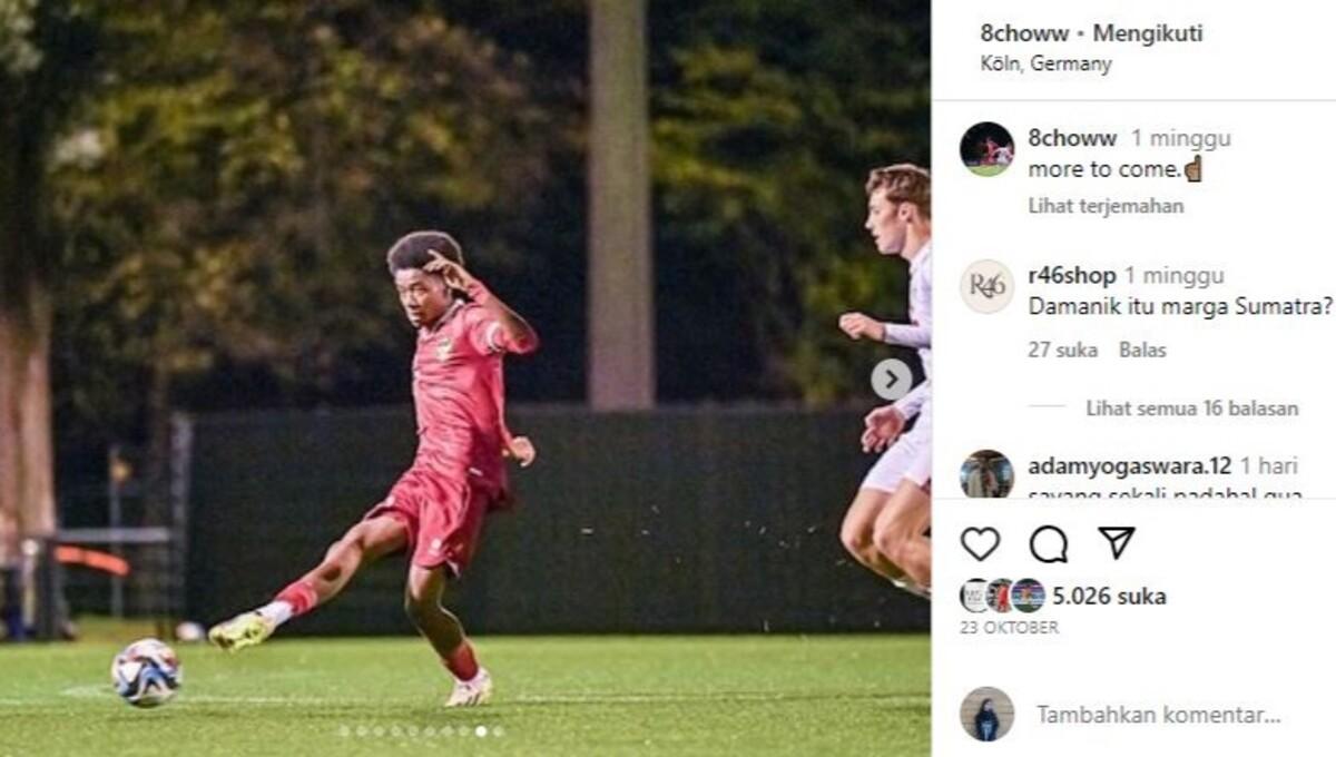 Chow Yun Damanik saat mengikuti pemusatan latihan Timnas Indonesia U-17 di Jerman (Foto: IG @8choww)