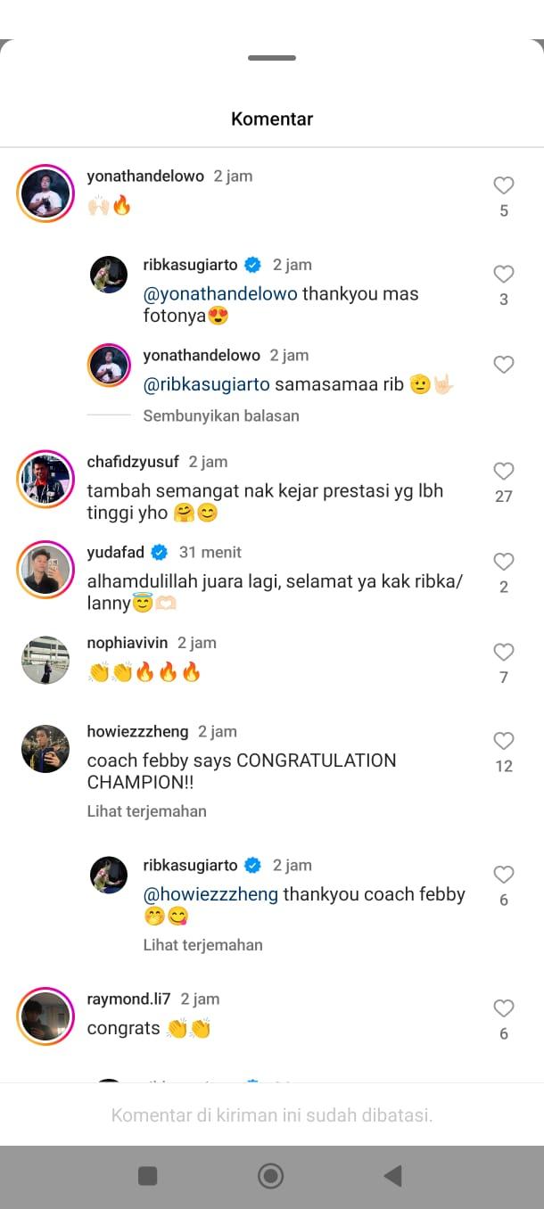 Ribka Sugiarto Dapat Pesan Penting dari Penemu Kevin/Marcus usai Juara Indonesia Masters,  coach Chafidz Yusuf. Copyright: Instagram @ribkasugiarto