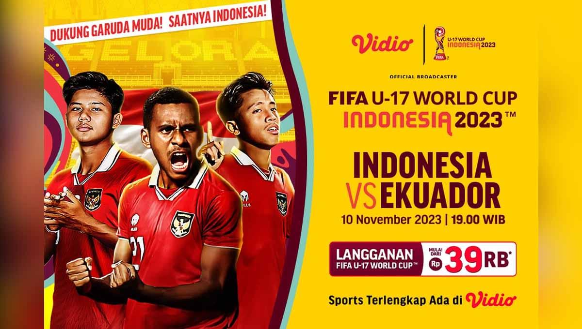 Laga Timnas Indonesia U-17 vs Ekuador di Piala Dunia U-17 2023 bisa disaksikan via streaming di Vidio. (Foto: vidio)