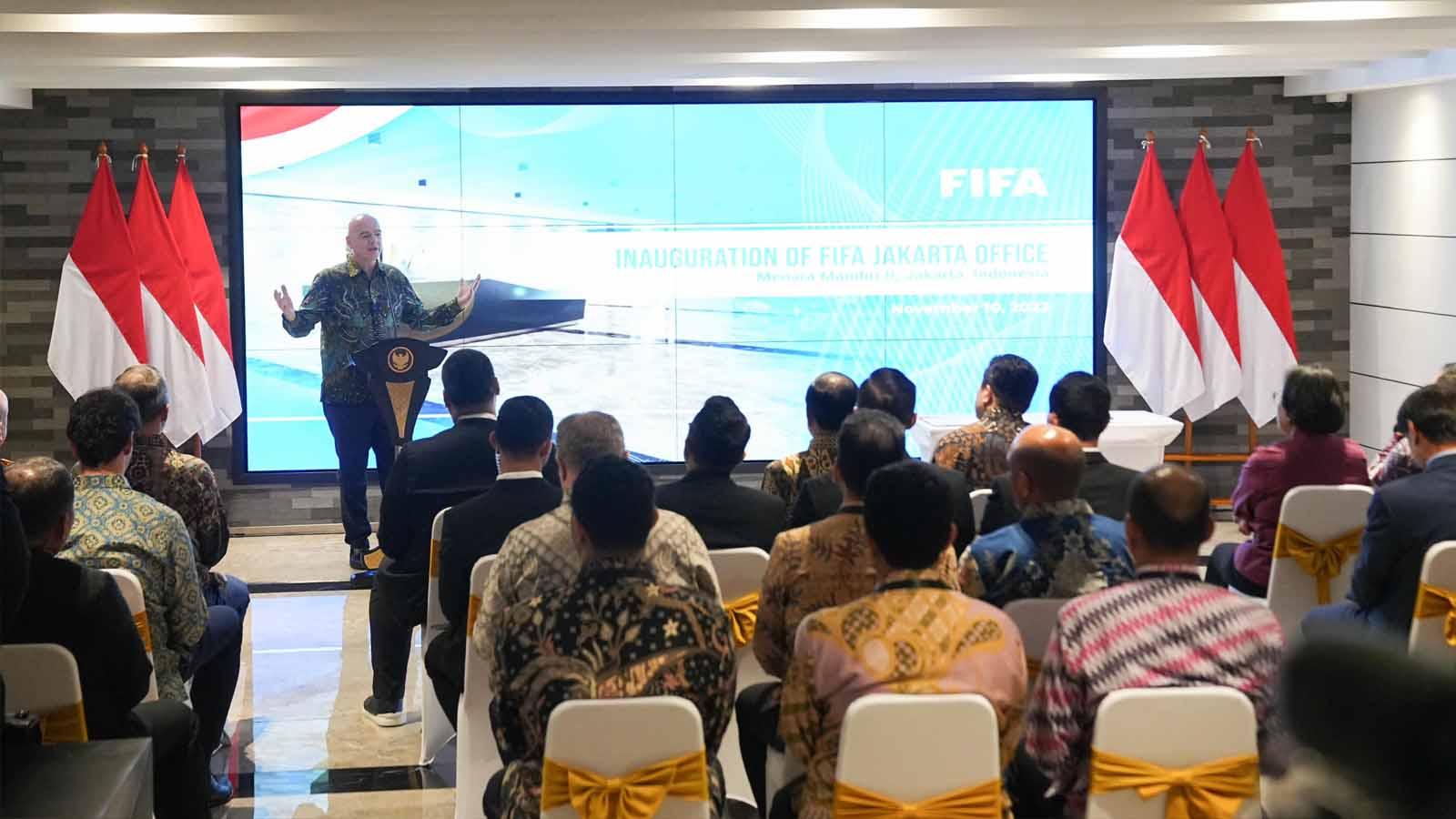 Presiden FIFA Gianni Infantino di acara peresmian kantor FIFA di Jakarta. (Foto: PSSI)