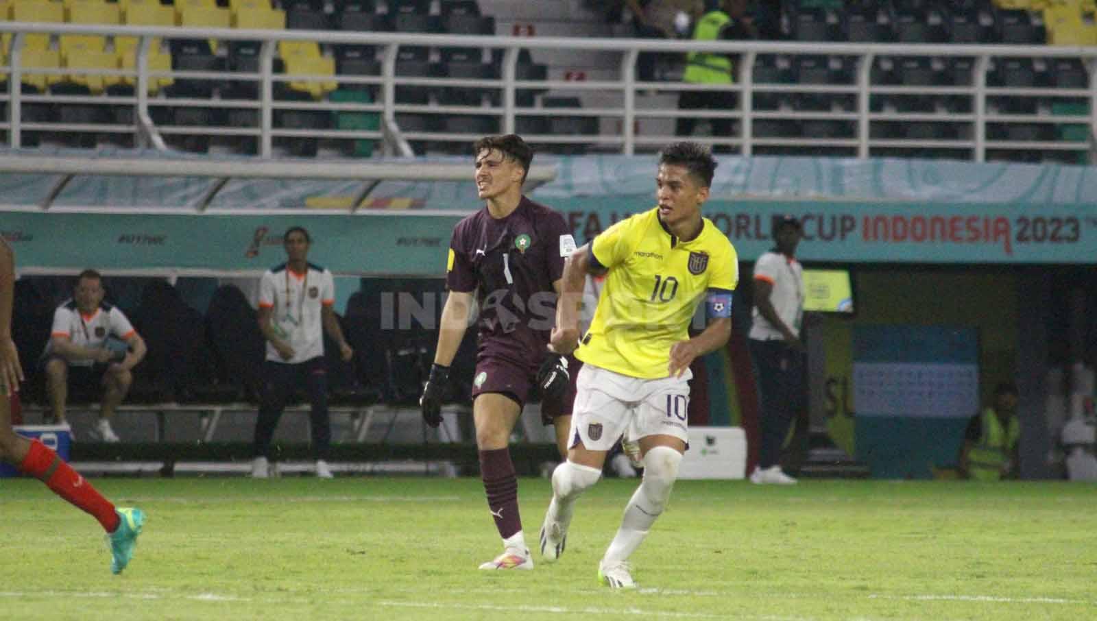 Michael Bermudez kembali mencetak gol kedua untuk Ekuador U-17 pada laga Piala Dunia U-17. (Foto: Fitra Herdian/INDOSPORT)