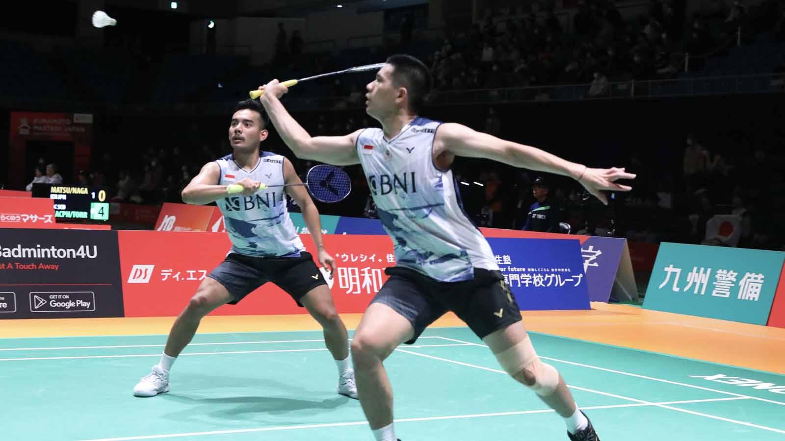 Pasangan ganda putra Indonesia Pramudya Kusumawardana/Yeremia E. Y. Y. Rambitan di Kumamoto Masters 2023.