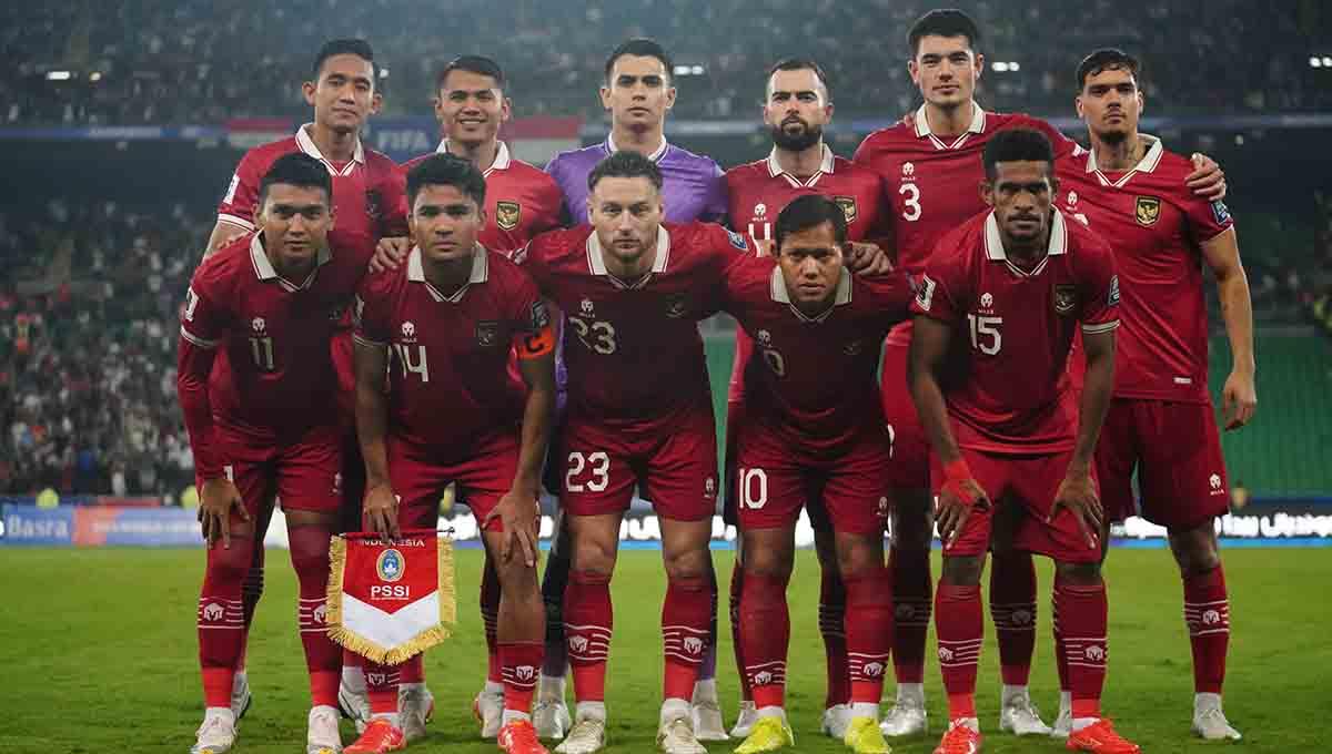 Skuad Timnas Indonesia saat menghadapi Irak di Kualifikasi Piala Dunia 2026.