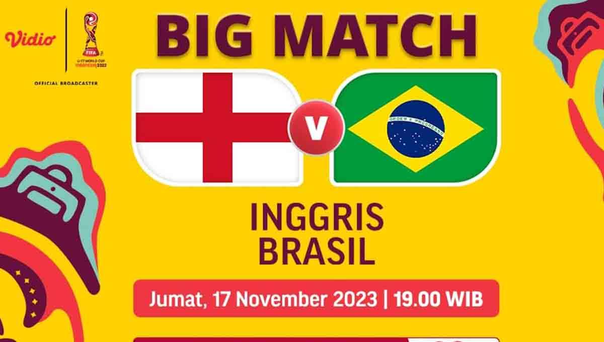Laga Timnas Inggris U-17 vs Brasil di Piala Dunia U-17 2023 bisa disaksikan melalui Vidio.