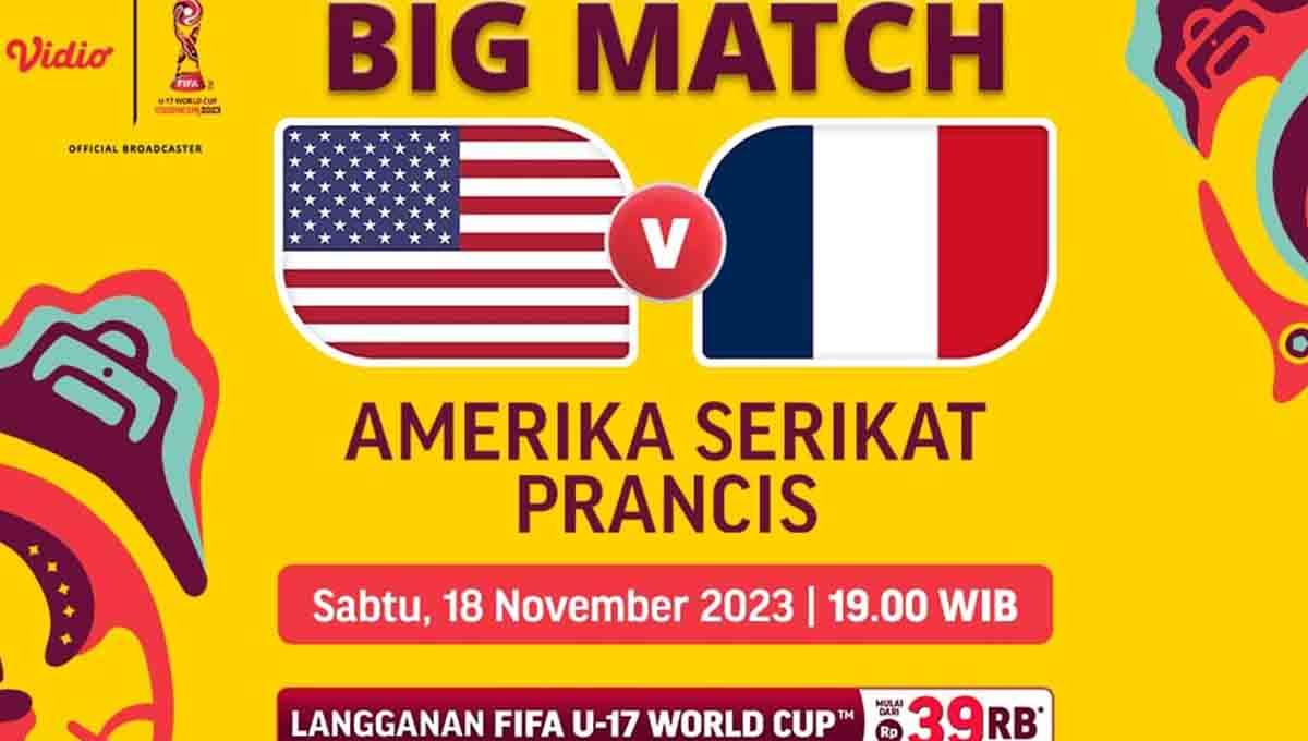 Laga Timnas Amerika Serikat U-17 vs Prancis di Piala Dunia U-17 2023 bisa disaksikan melalui Vidio.