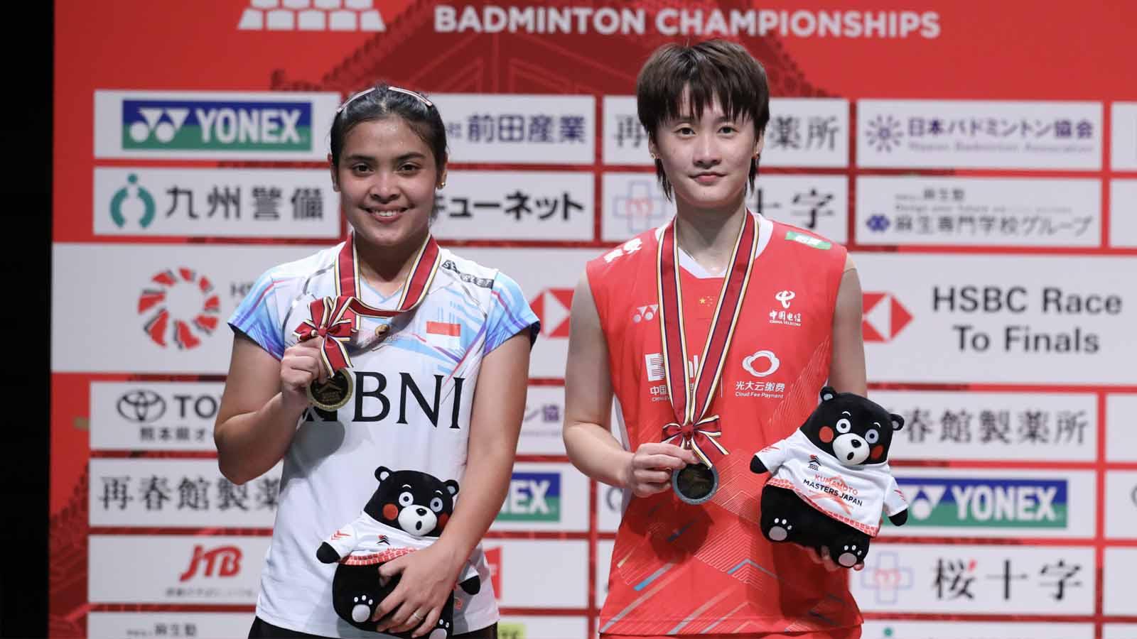 Tunggal putri Indonesia, Gregoria Mariska Tunjung saat kalahkan Chen Yu Fei (China) di final Kumamoto Masters 2023, Minggu (19/11/2023). (Foto: PP PBSI) - INDOSPORT