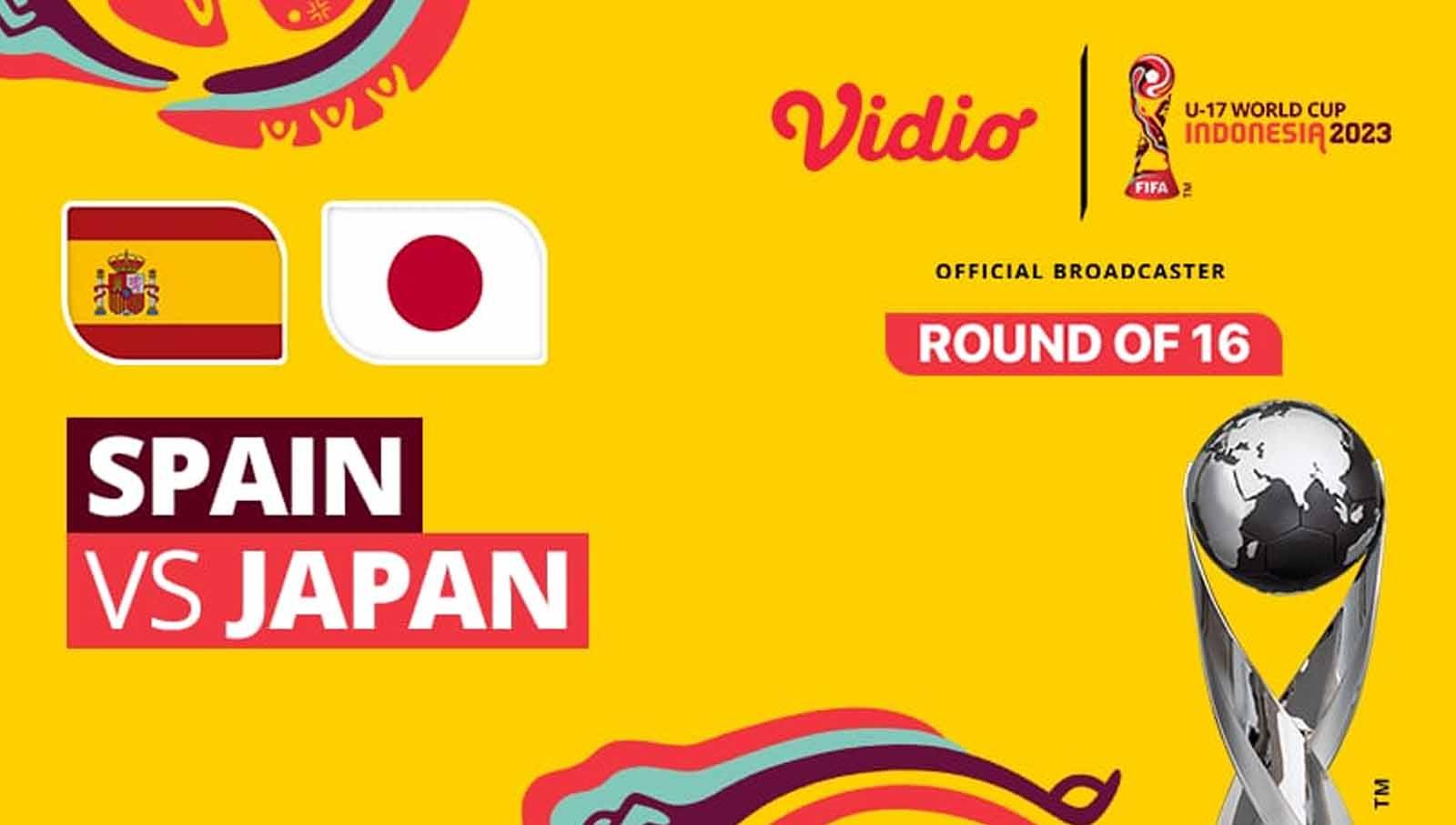 Laga babak 16 besar Piala Dunia U-17 Spanyol vs Jepang di Vidio. (Foto: vidio)