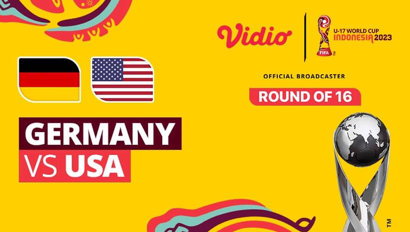 Laga babak 16 besar Piala Dunia U-17 Jerman vs Amerika Serikat di Vidio. (Foto: vidio) - INDOSPORT
