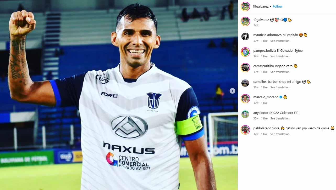 Gilbert Alvarez, striker Bolivia yang diisukan ke Arema FC. (Foto: Instagram@19galvarez)