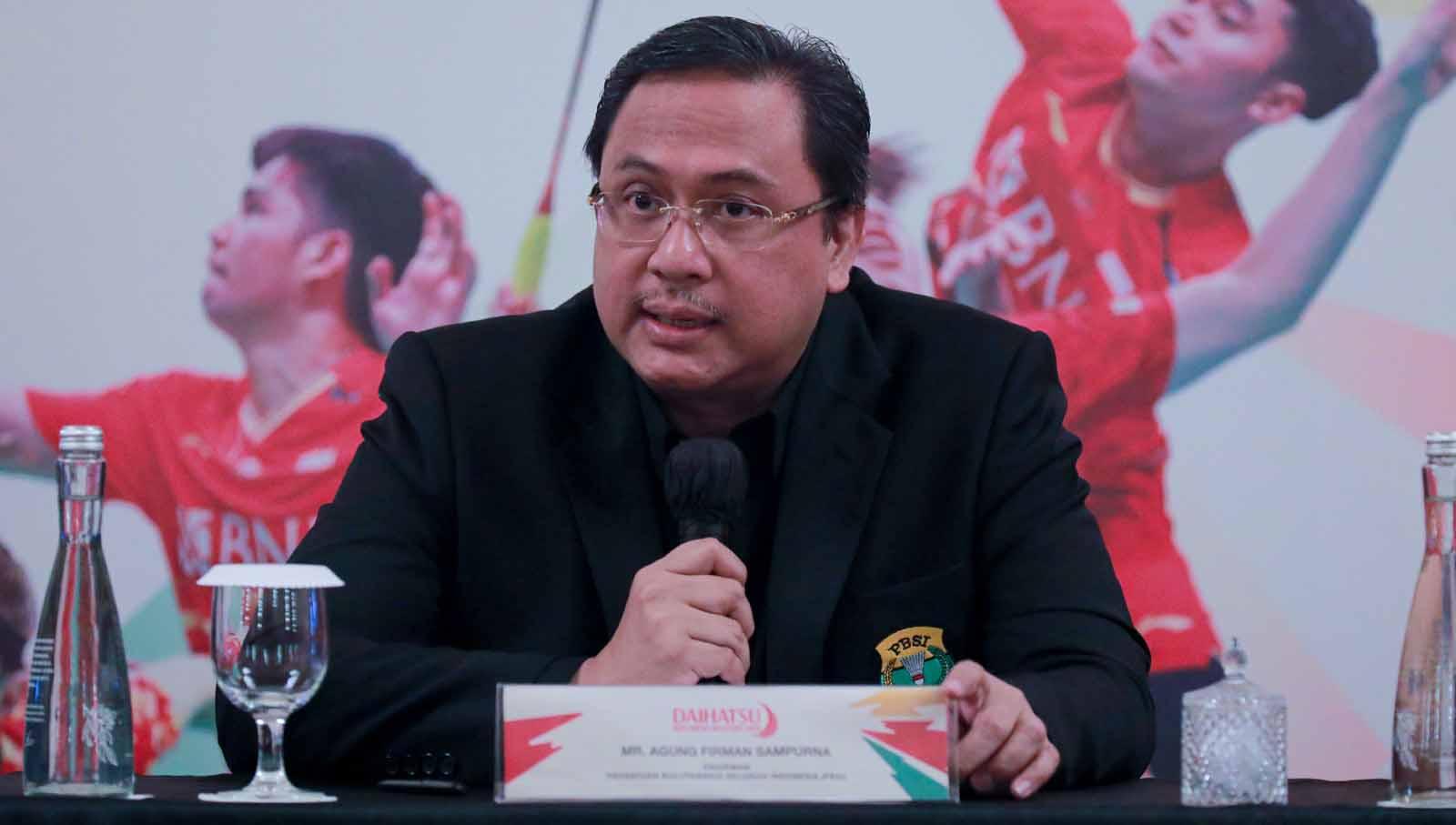 Ketua Umum PP PBSI, Agung Firman Sampurna saat Konferensi Pers menjelang laga di Indonesia Master 2024. (Foto: PP PBSI) - INDOSPORT