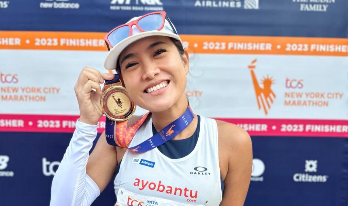 Founder dan CEO Ayobantu, Agnes Yuliavitriani membawa misi bertajuk #RUNNYFORCHANGE di ajang New York Marathon 2023.