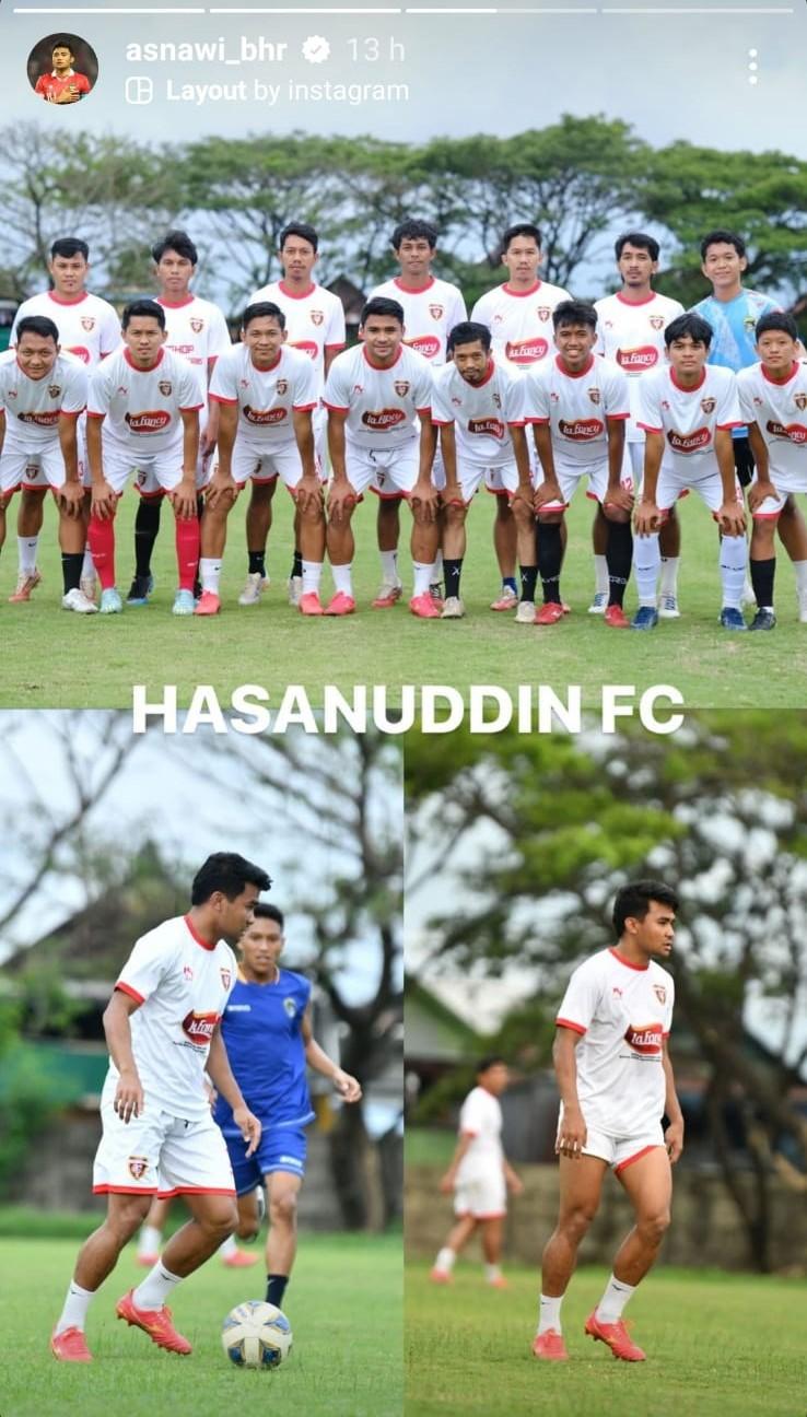 Asnawi Mangkualam saat bermain di klub Liga 3 Hasanuddin FC Copyright: Instagram Story @asnawi_bhr