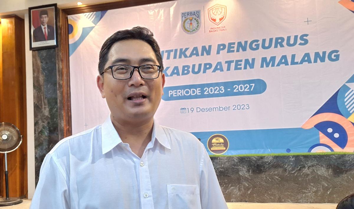 Mawang Sukma Perdana secara resmi dilantik sebagai Ketua Perbasi Kabupaten Malang, Selas (19/12/23).