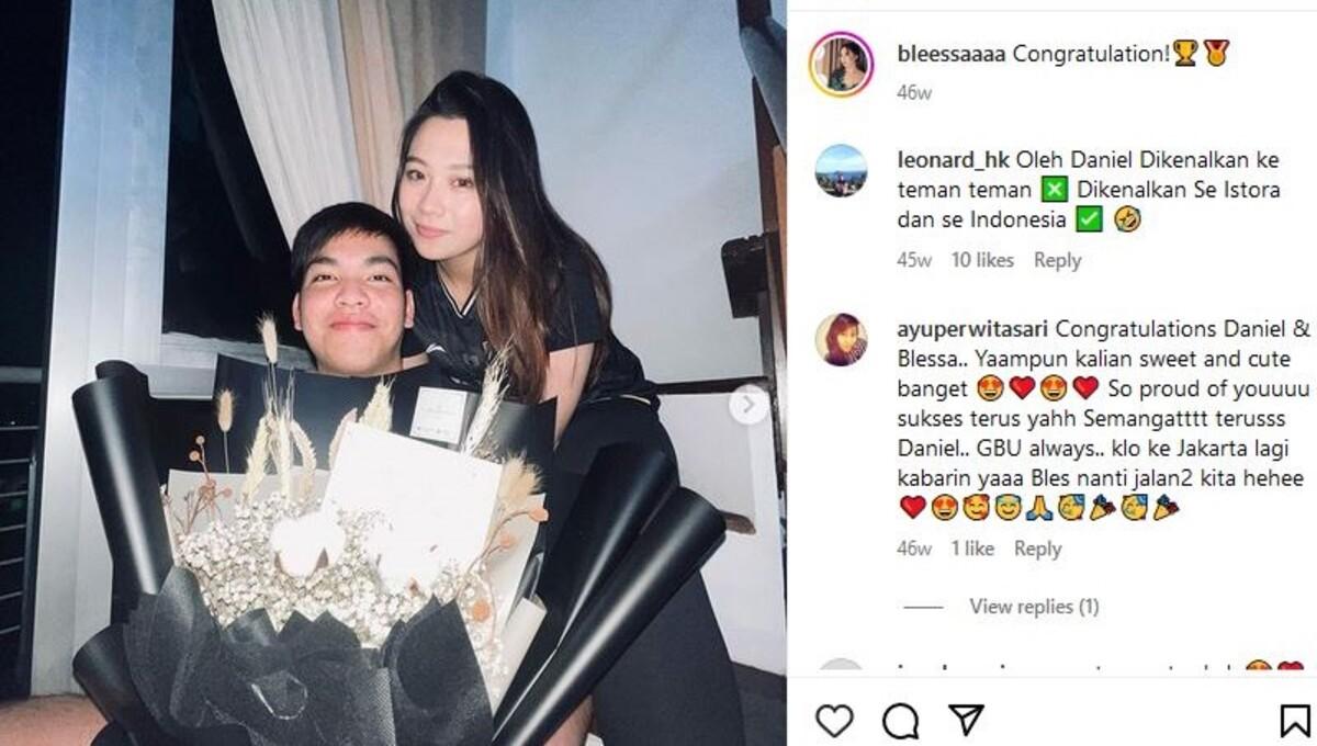 Daniel Marthin dan sang kekasih, Blessaria Trishania Sumanti (Foto: IG @bleessaaaa)