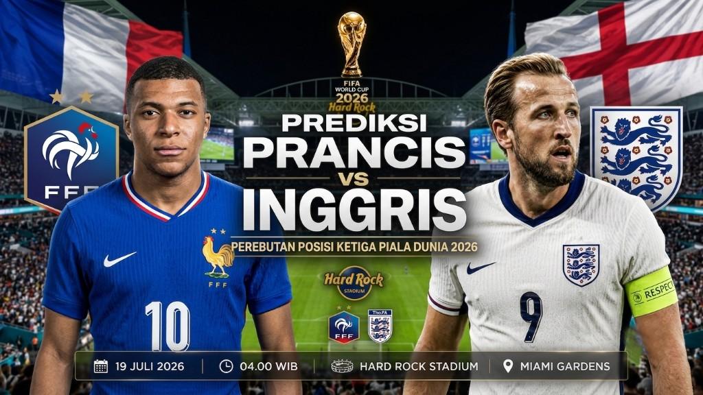 Pertandingan antara Prancis vs Inggris dalam perebutan posisi ketiga Piala Dunia 2026. - INDOSPORT