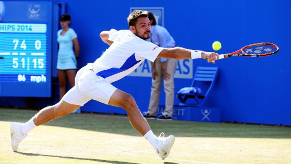 Stanislas Wawrinka meraih kemenangan di perempatfinal Aegon Championships 2014.