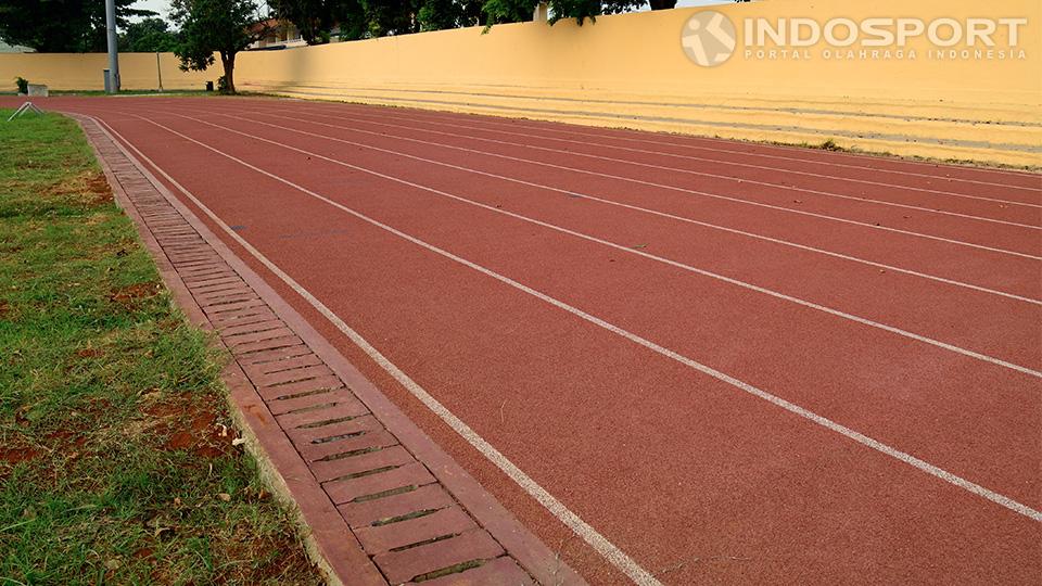 Lintasan lari GOR Rawamangun, Jakarta Timur yang akan jadi venue Kejurnas Atletik 2014 pada 20-23 Agustus mendatang.
