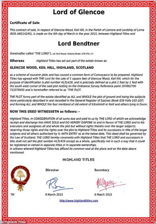 Bendtner Resmi Dapatkan Gelar Bangsawan (www.highlandtitles.com) Copyright: Highland Titles