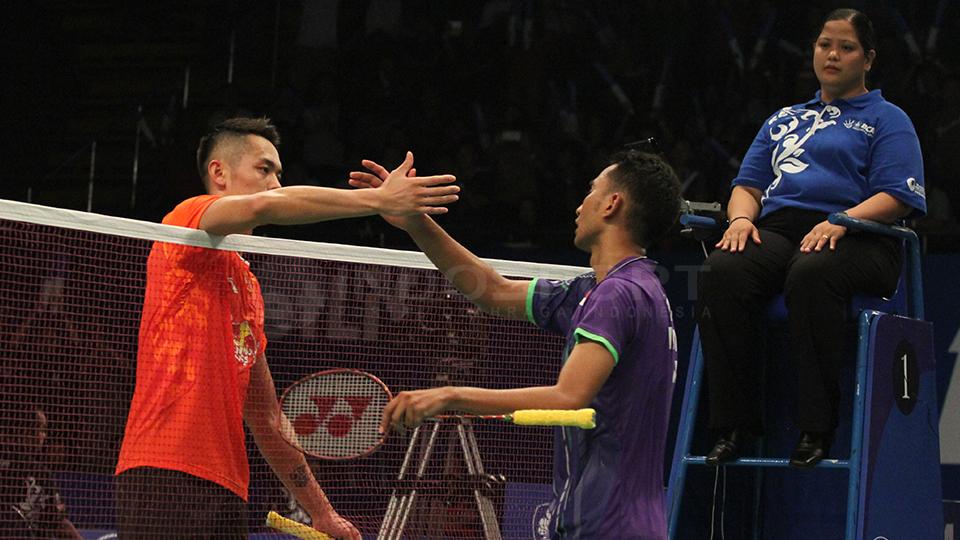 Tommy Sugiarto saat mengalahkan Lin Dan di Indonesia Open 2015. - INDOSPORT